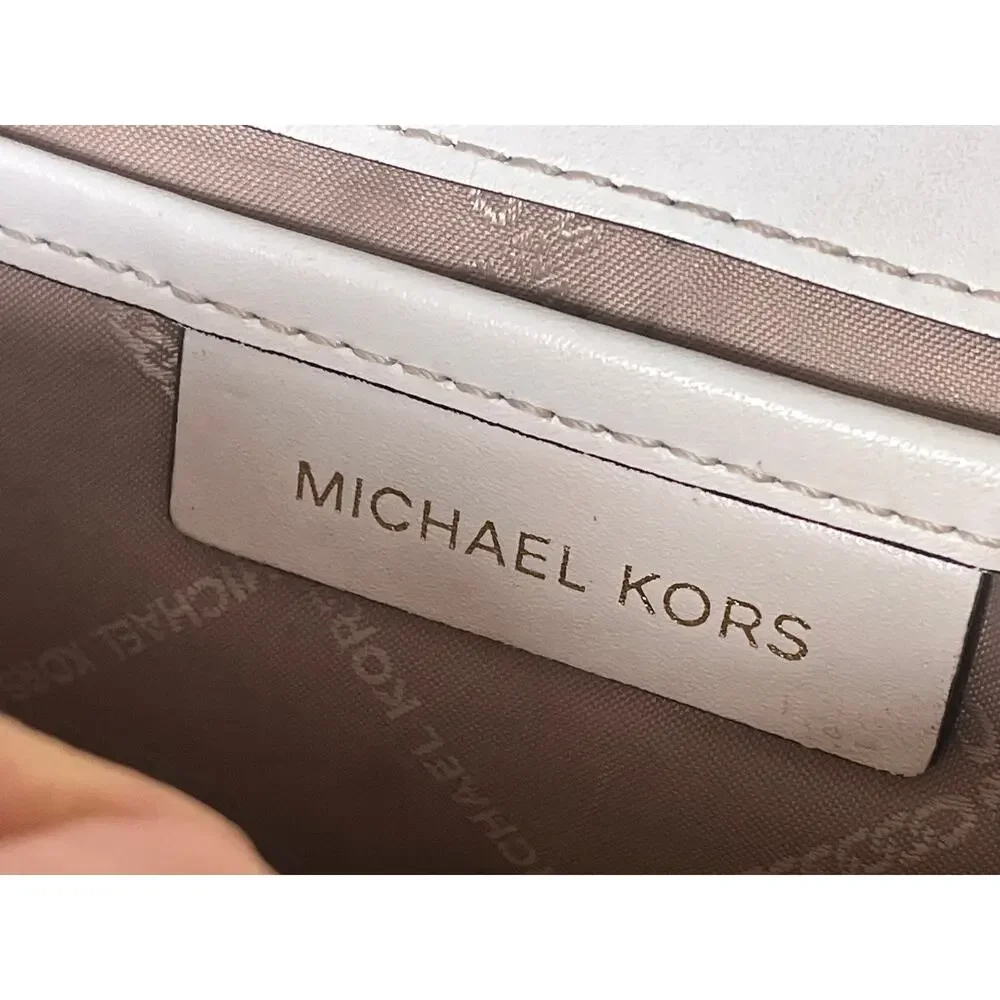 Michael Kors Cream Jade Leather Shoulder Bag Purse, Gold Hardware